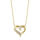 Solid 14K Gold Ribbon Heart CZ Necklace