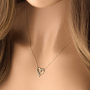 Solid 14K Gold Ribbon Heart CZ Necklace