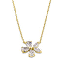 Solid 14K Gold Flower CZ Necklace