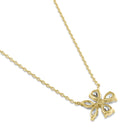 Solid 14K Gold Flower CZ Necklace