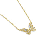 Solid 14K Gold Butterfly CZ Necklace