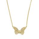 Solid 14K Gold Butterfly CZ Necklace