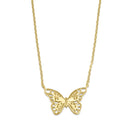 Solid 14K Gold Butterfly CZ Necklace