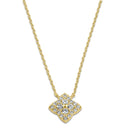 Solid 14K Gold 4 Leaf Clover CZ Necklace