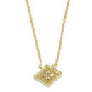 Solid 14K Gold 4 Leaf Clover CZ Necklace
