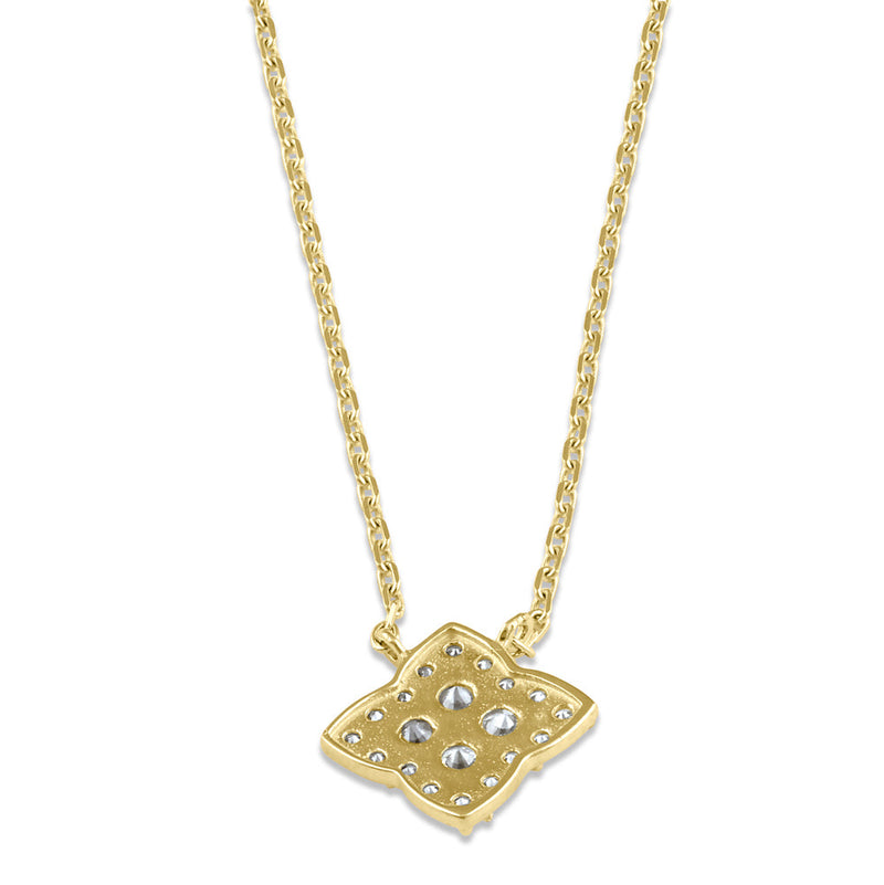 Solid 14K Gold 4 Leaf Clover CZ Necklace