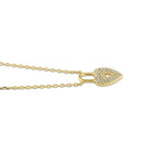 Solid 14K Gold Heart Lock CZ Necklace
