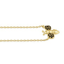 Solid 14K Gold Black CZ Bee Necklace