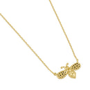 Solid 14K Gold Black CZ Bee Necklace