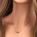 Solid 14K Gold Black CZ Bee Necklace