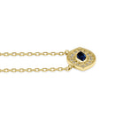 Solid 14K Gold Evil Eye Blue Sapphire CZ Necklace