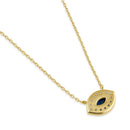 Solid 14K Gold Evil Eye Blue Sapphire CZ Necklace