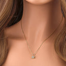 Solid 14K Gold Key and Lock CZ Necklace