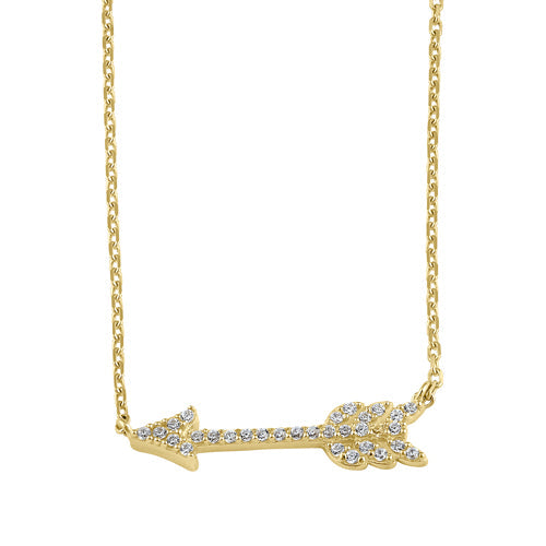 Solid 14K Gold Arrow CZ Necklace