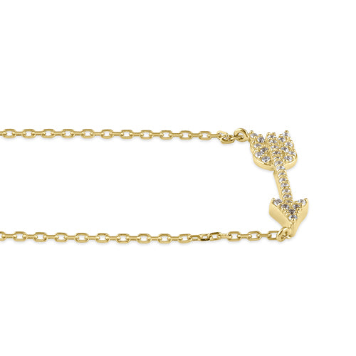 Solid 14K Gold Arrow CZ Necklace