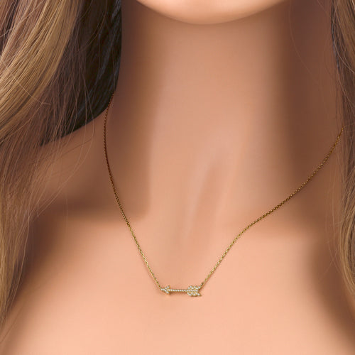 Solid 14K Gold Arrow CZ Necklace