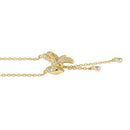 Solid 14K Gold Elegant Bow and Dangle CZ Necklace