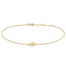Solid 14K Yellow Gold Faceted Heart Lock Bracelet