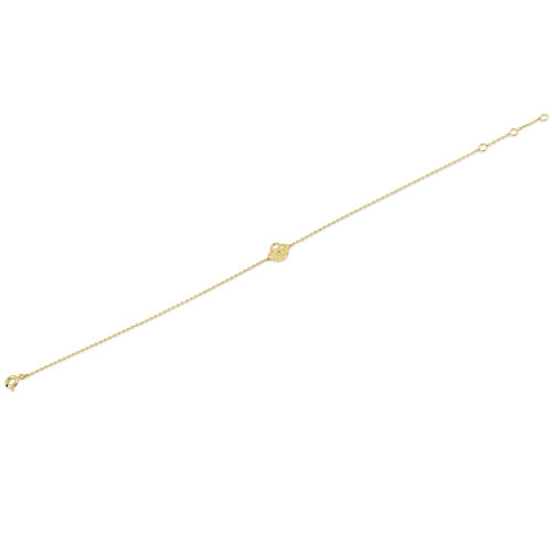 Solid 14K Yellow Gold Faceted Heart Lock Bracelet