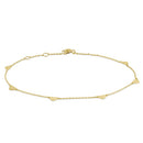 Solid 14K Yellow Gold Heart Charm Bracelet