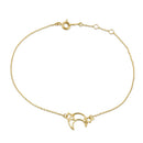 Solid 14K Yellow Gold Moon and Stars Bracelet