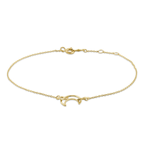 Solid 14K Yellow Gold Moon and Stars Bracelet