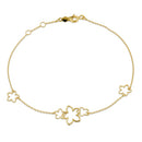 Solid 14K Yellow Gold Flower Charms Bracelet