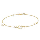 Solid 14K Yellow Gold Flower Charms Bracelet