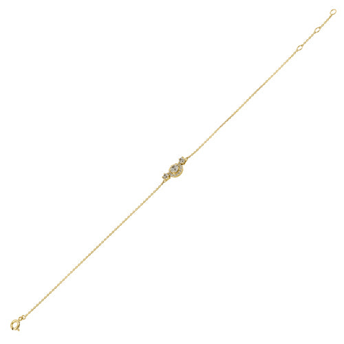 Solid 14K Yellow Gold CZ Halo Bracelet