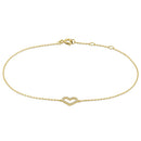 Solid 14K Yellow Gold CZ Heart Bracelet