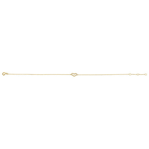 Solid 14K Yellow Gold CZ Heart Bracelet