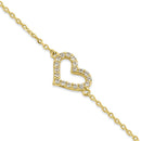 Solid 14K Yellow Gold CZ Heart Bracelet