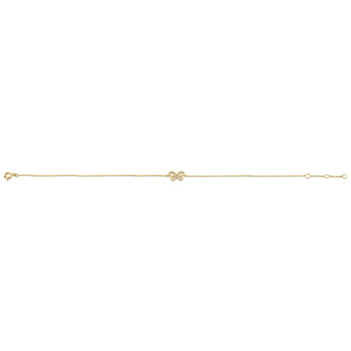 Solid 14K Yellow Gold CZ Butterfly Bracelet