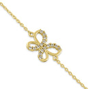 Solid 14K Yellow Gold CZ Butterfly Bracelet