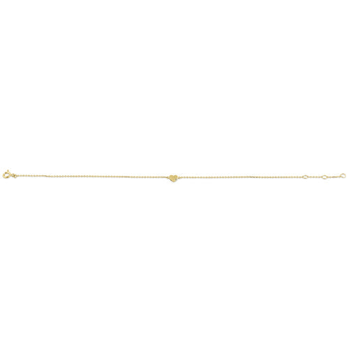 Solid 14K Yellow Gold Heart with CZ Bracelet