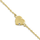 Solid 14K Yellow Gold Heart with CZ Bracelet