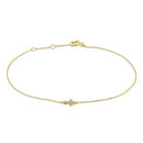 Solid 14K Yellow Gold CZ Cross Bracelet