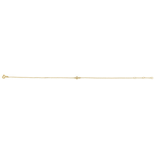 Solid 14K Yellow Gold CZ Cross Bracelet