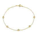 Solid 14K Gold Heart CZ Charm Bracelet