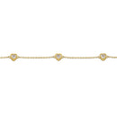 Solid 14K Gold Heart CZ Charm Bracelet