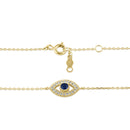Solid 14K Gold Evil Eye CZ Bracelet