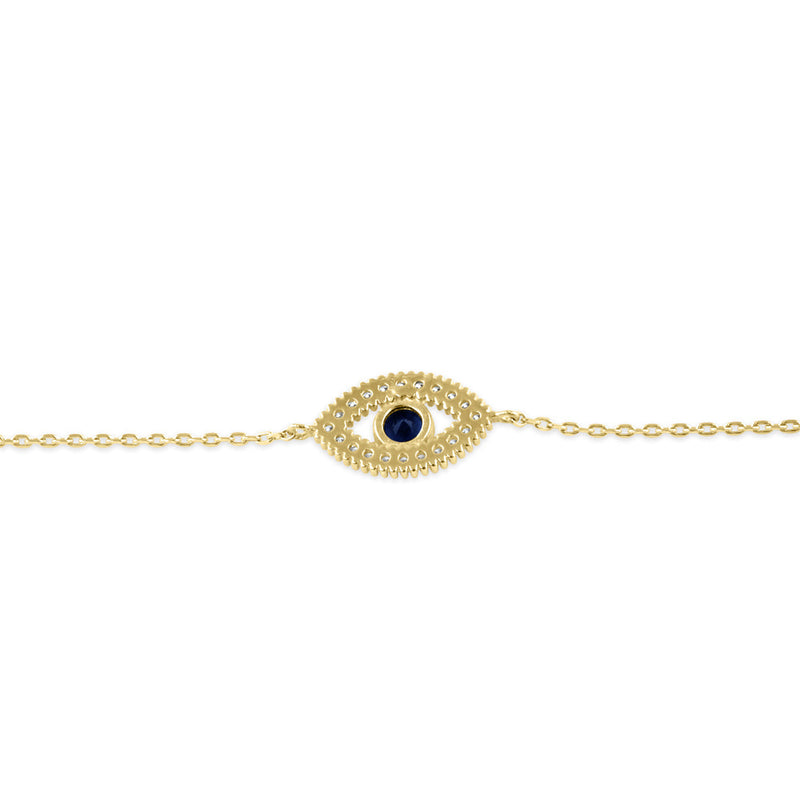 Solid 14K Gold Evil Eye CZ Bracelet