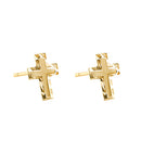 Solid 14K Yellow Gold Cross Earrings