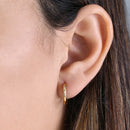 Solid 14K Yellow Gold 1.5mm x 12mm Plain Hoop Earrings