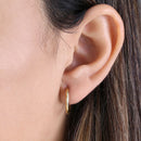 Solid 14K Yellow Gold 1.5mm x 14mm Plain Hoop Earrings