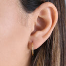 Solid 14K Yellow Gold 1.5mm x 16mm Plain Hoop Earrings