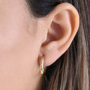 Solid 14K Yellow Gold 3 x 18mm Hoop Earrings