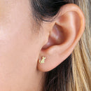 Solid 14K Yellow Gold Kitten Façade Earrings