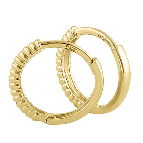 Solid 14K Yellow Gold Rope Hoop Earrings