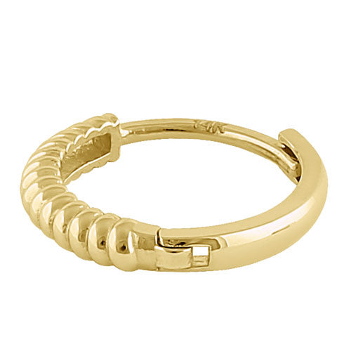 Solid 14K Yellow Gold Rope Hoop Earrings